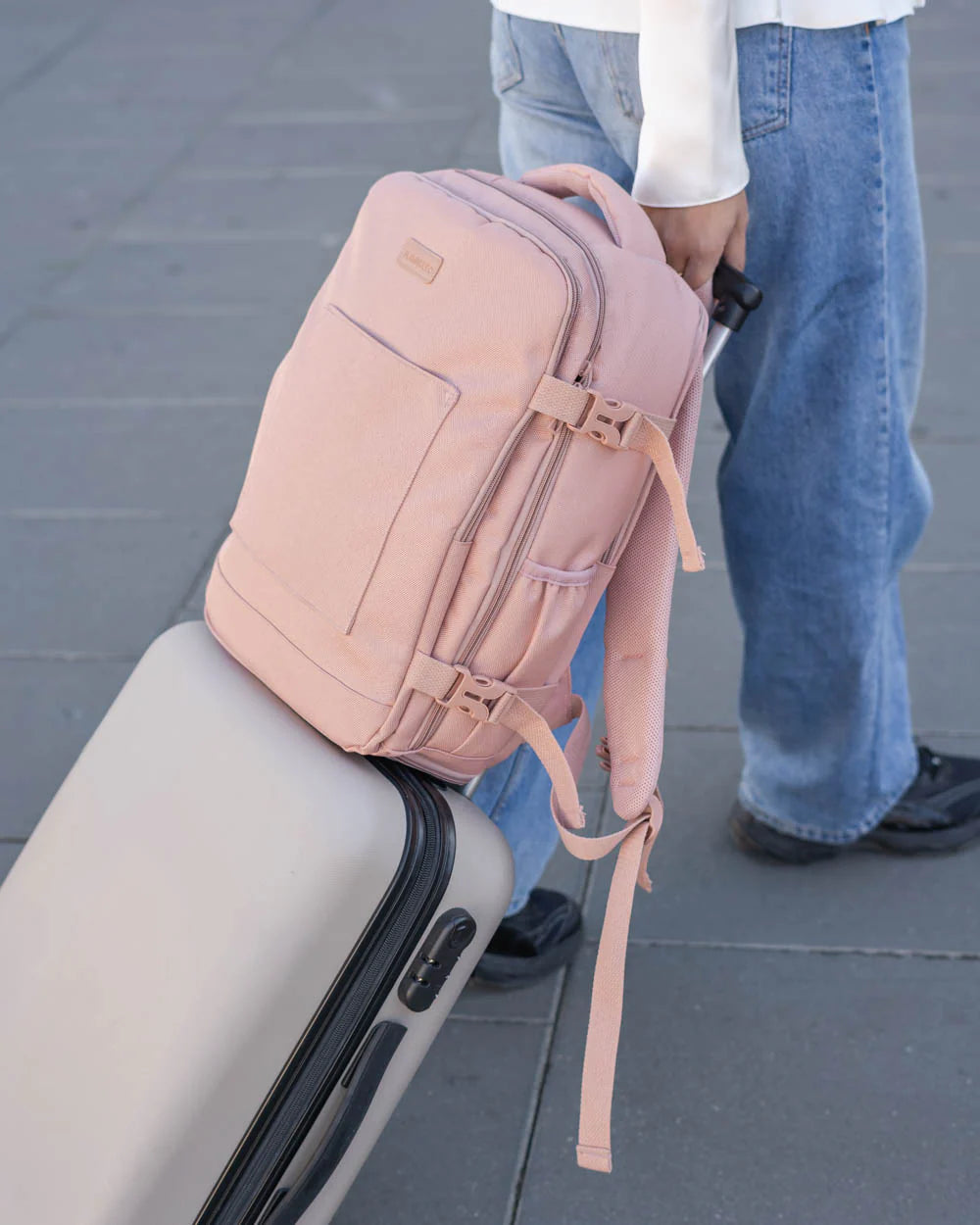 Rožinė kelioninė kuprinė