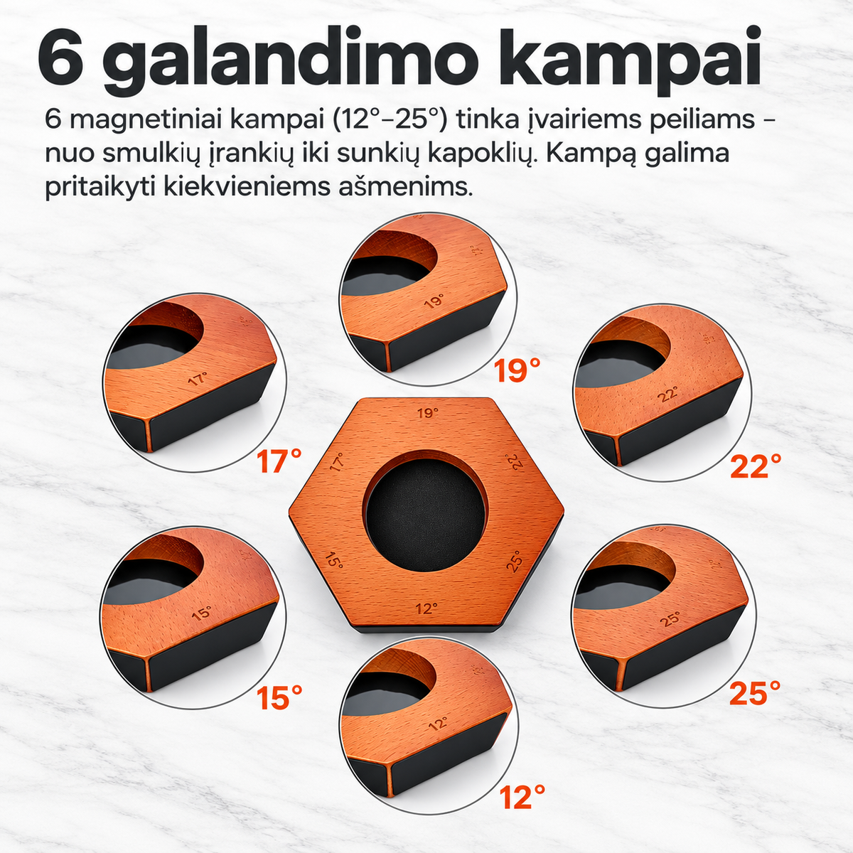 Magnetinis ritininis peilių galąstuvas su 6 kampais