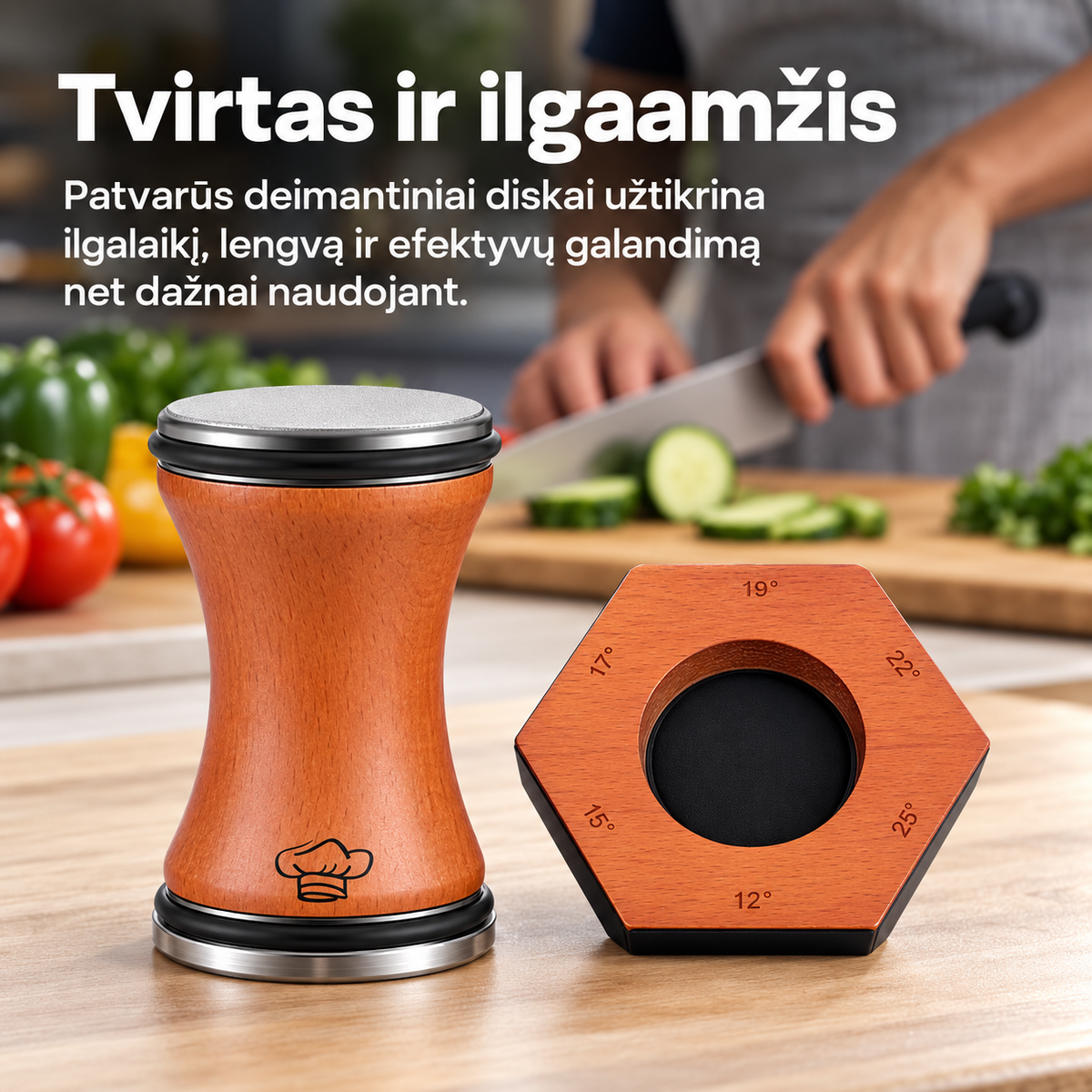 Magnetinis ritininis peilių galąstuvas su 6 kampais
