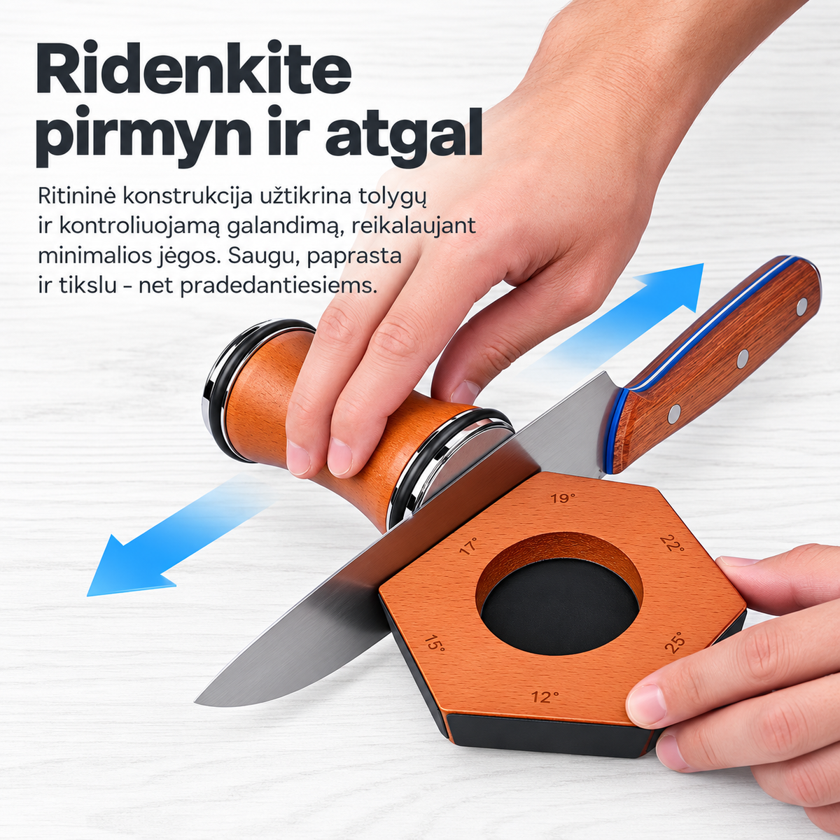 Magnetinis ritininis peilių galąstuvas su 6 kampais