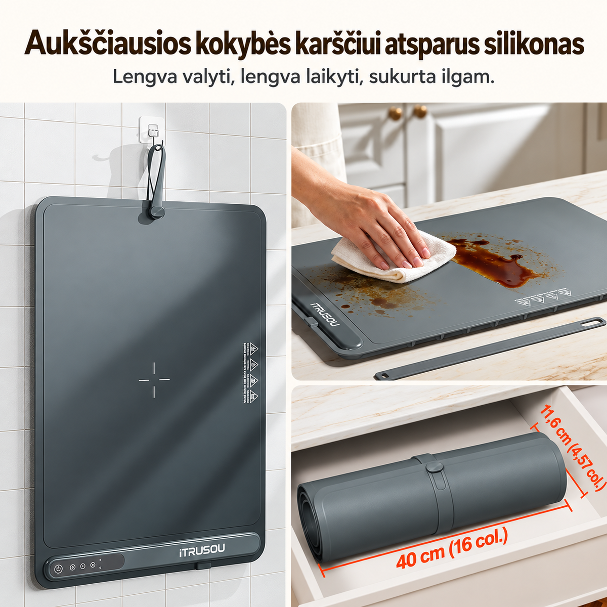 Elektrinis maisto šildymo kilimėlis su 3 temperatūros lygiais