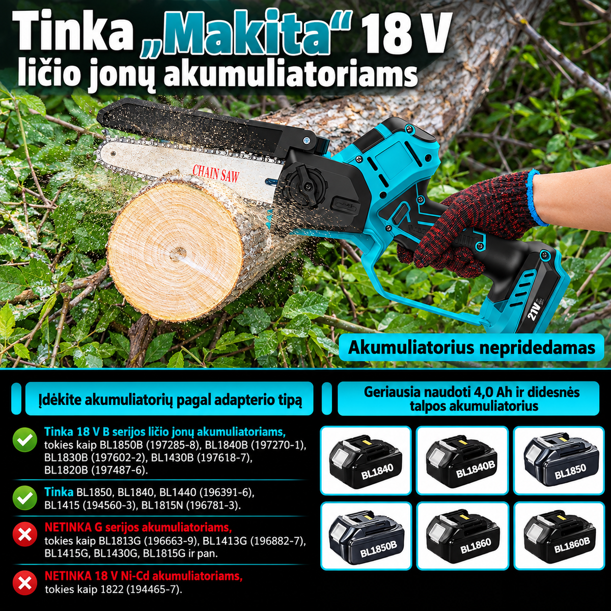 4in1 akumuliatorinis genėjimo rinkinys su teleskopiniu kotu