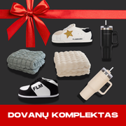 Juoda gertuvė + smėlio gertuvė + šlepetės + pledai