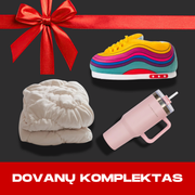 Rausva gertuvė + spalvotos šlepetės + bangos pledas