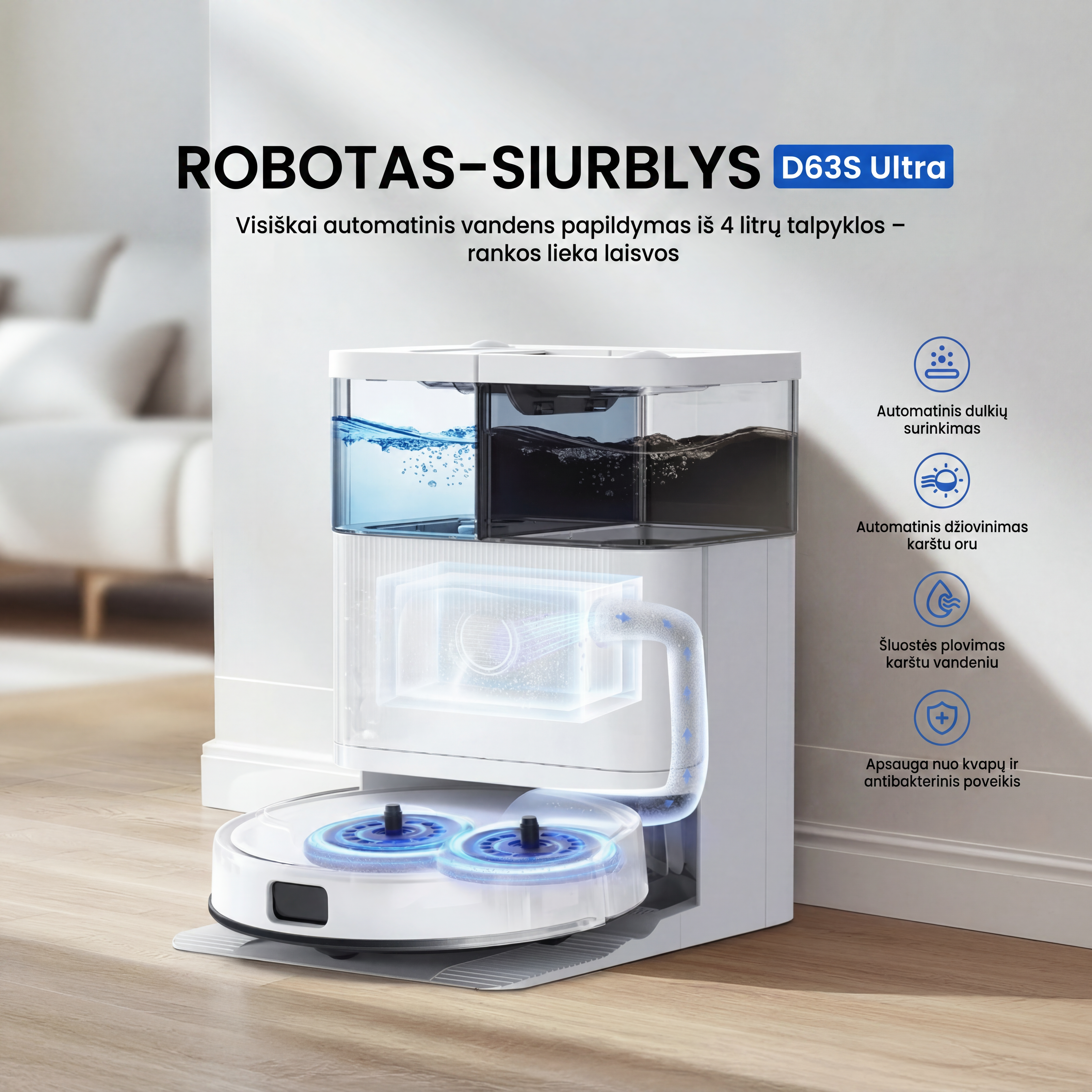 Teendow D63S Ultra – išmanus robotas siurblys su automatiniu ištuštinimu