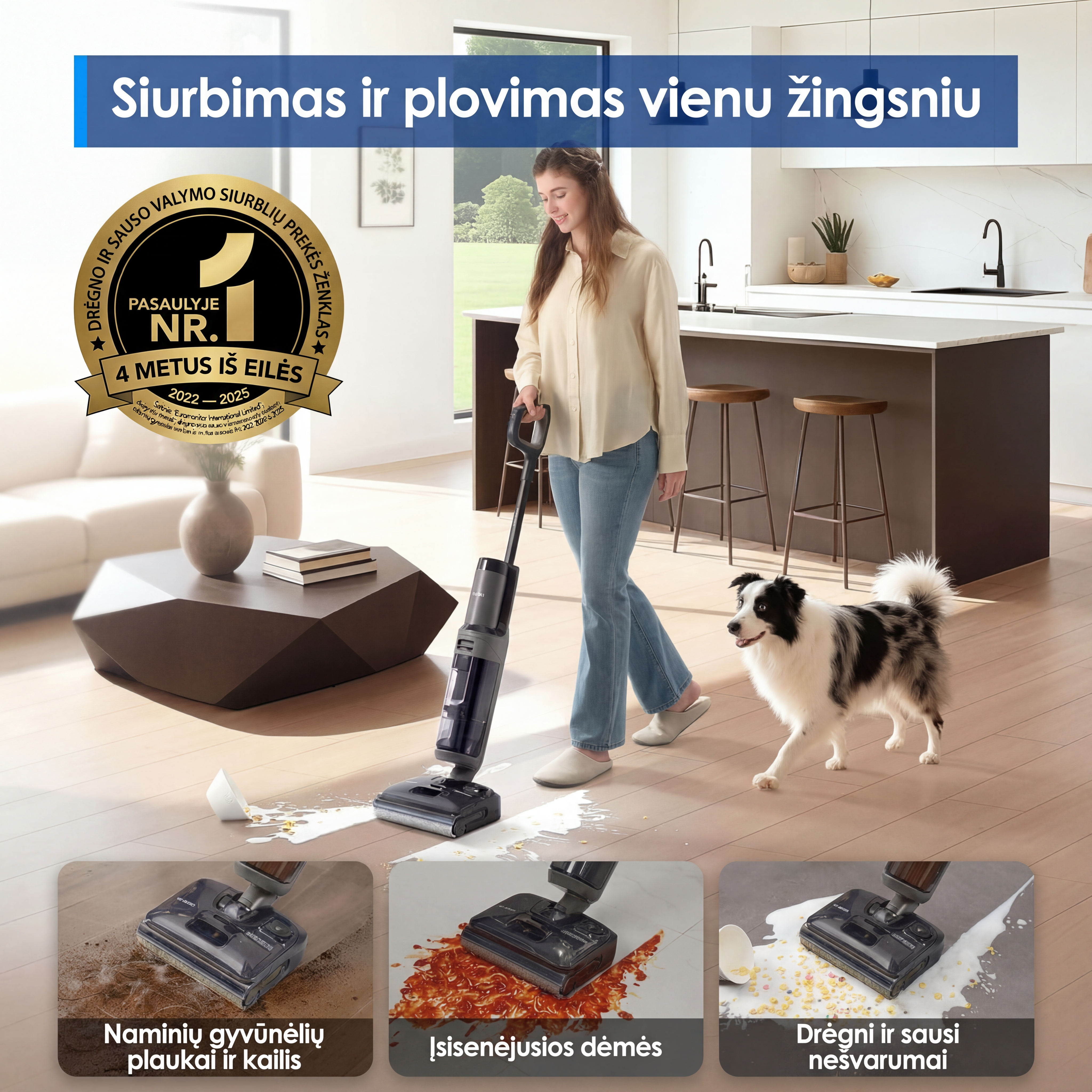 Tineco Floor One i6 Stretch – šlapiai ir sausai siurbiantis dulkių siurblys