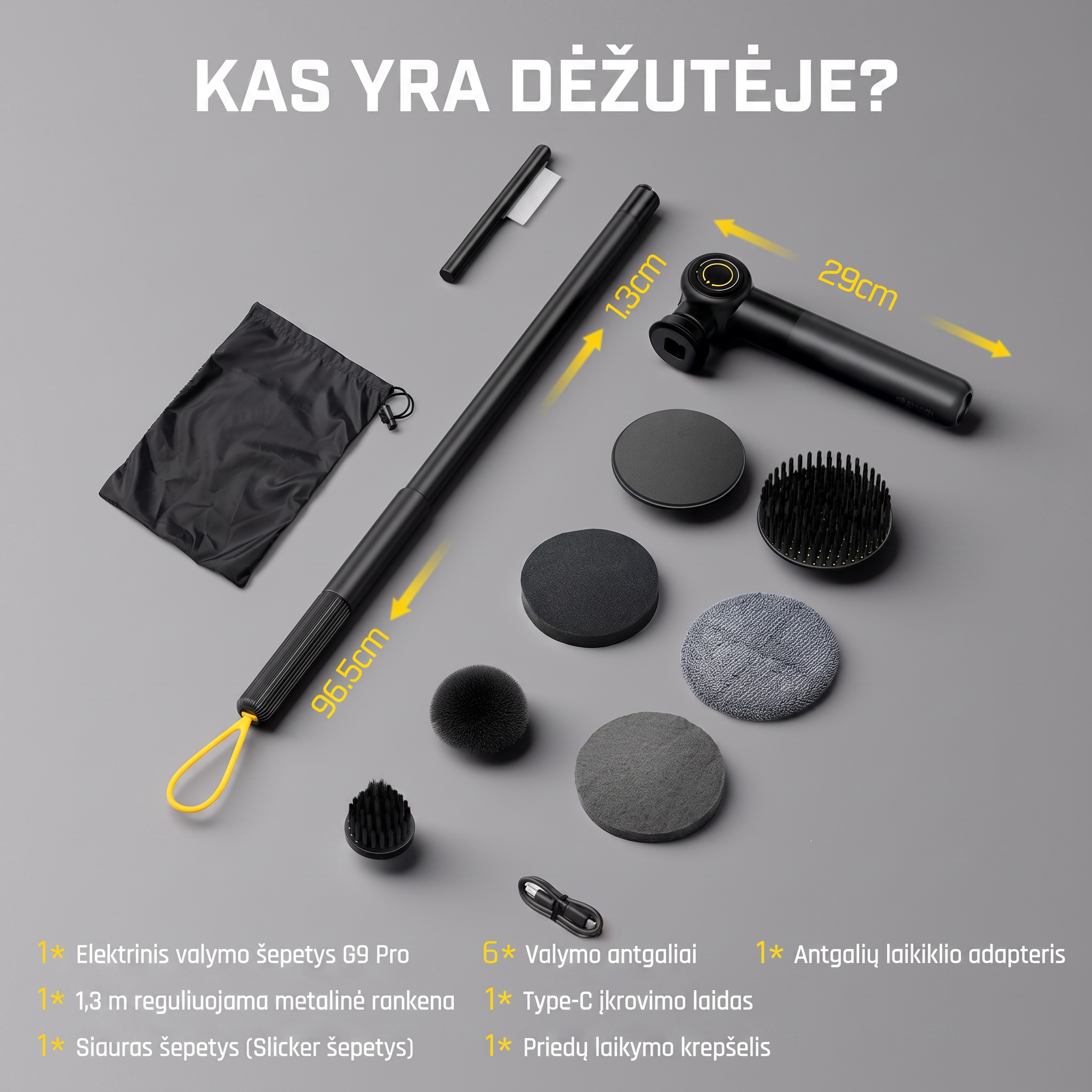 Elektrinis valymo šepetys G9 Pro – 6 antgaliai