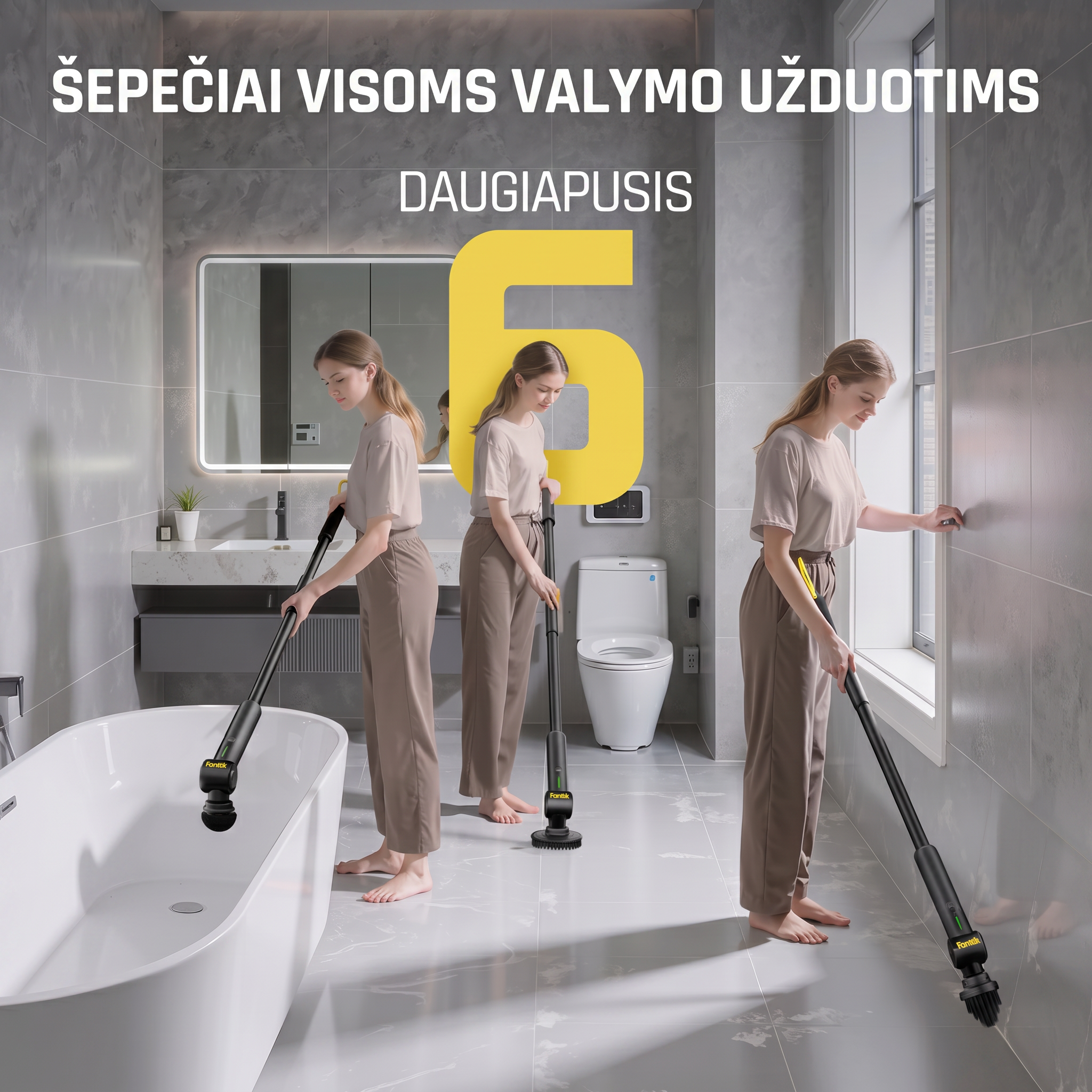 Elektrinis valymo šepetys G9 Pro – 6 antgaliai