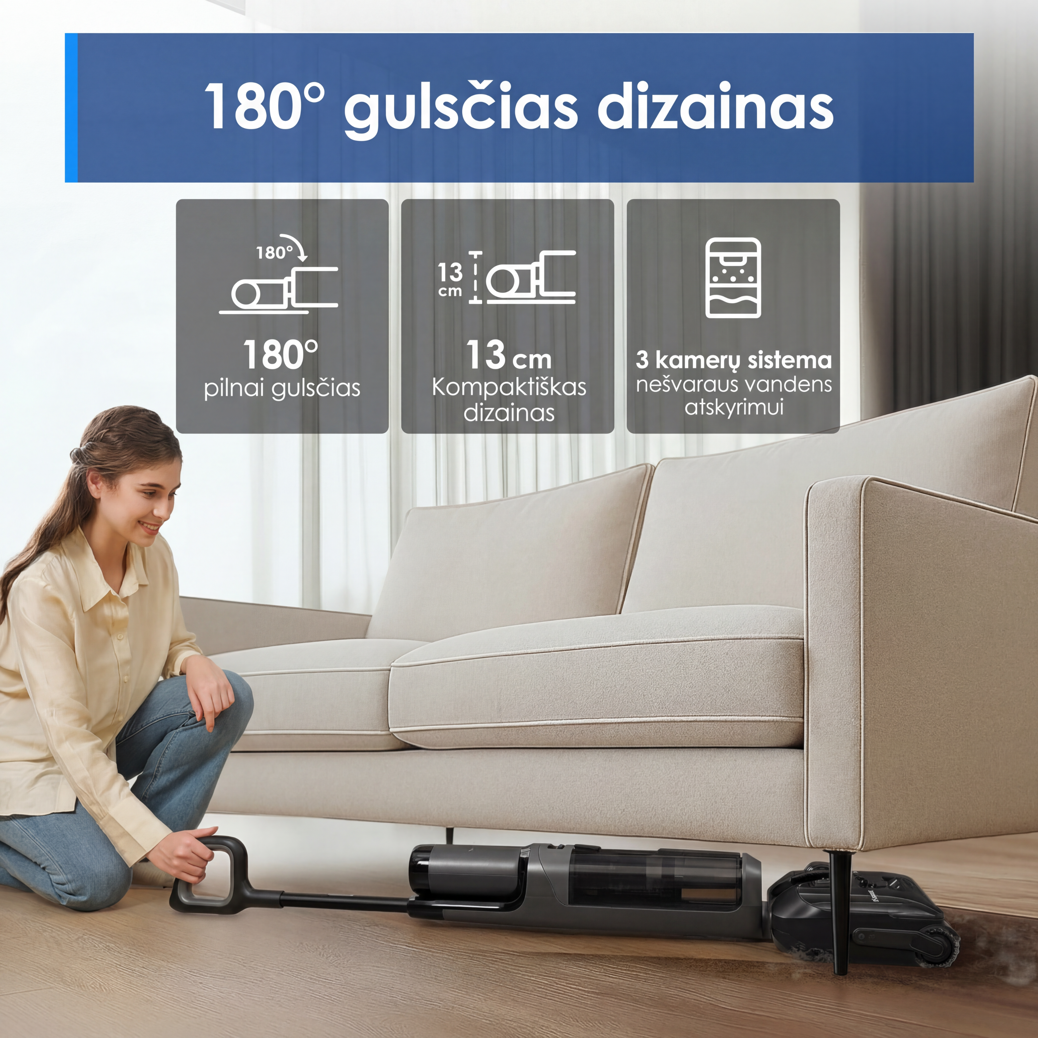 Tineco Floor One i6 Stretch – šlapiai ir sausai siurbiantis dulkių siurblys