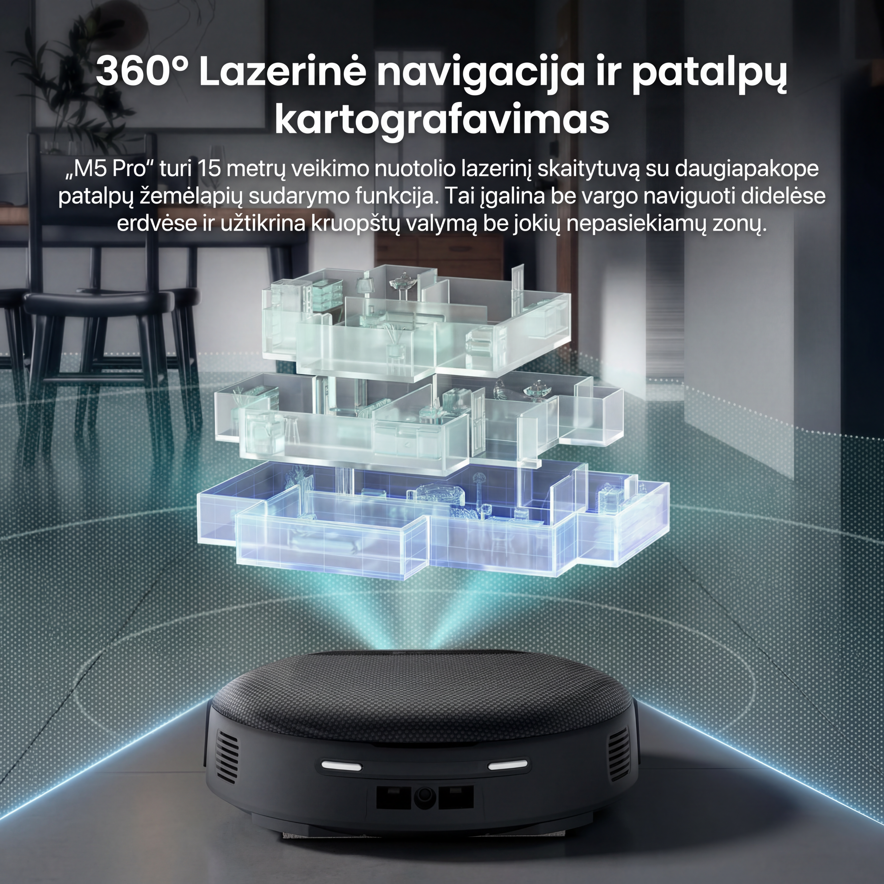Lefant M5 Pro – išmanus plaunantis robotas-siurblys