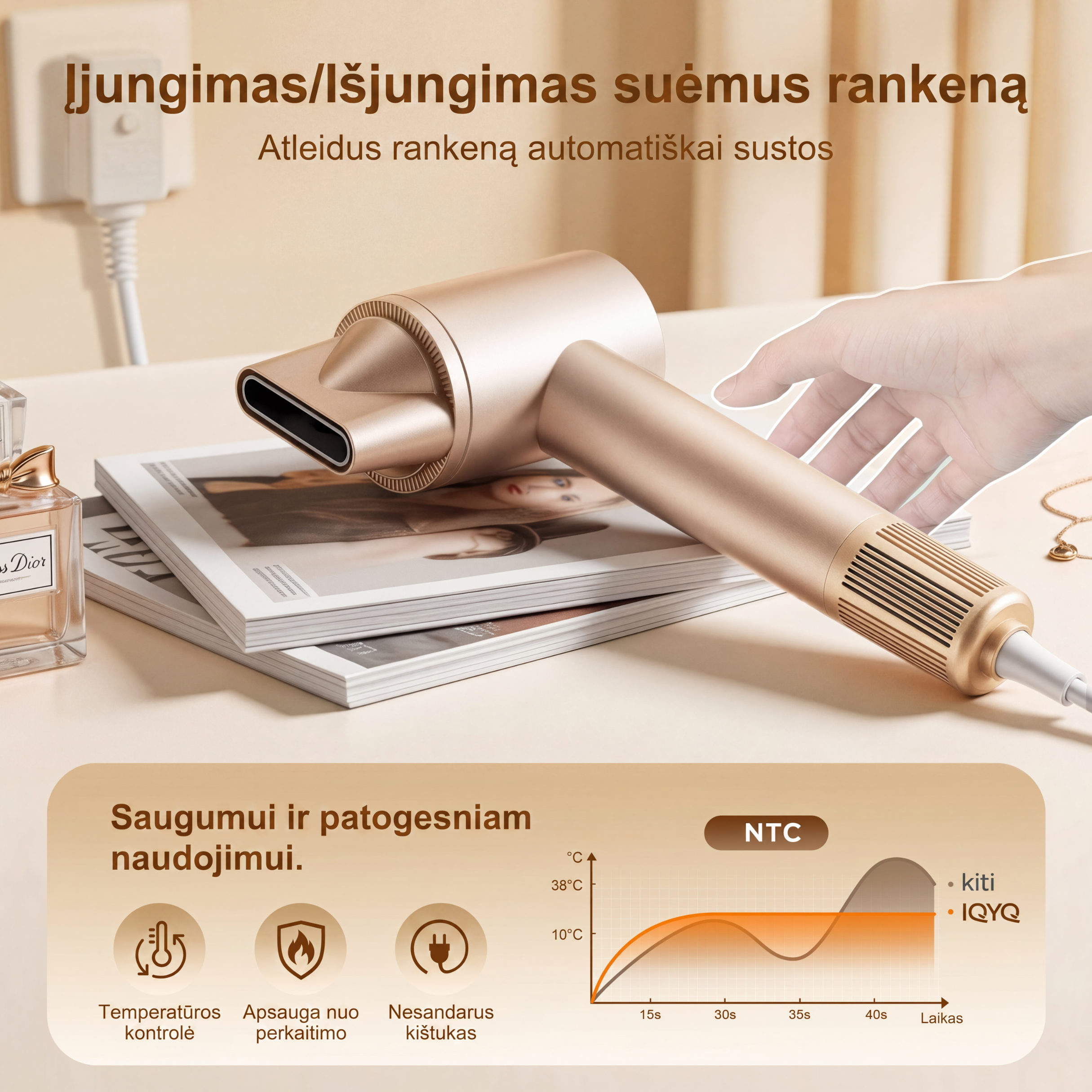 TDOW SuperSonic plaukų džiovintuvas – tylus, lengvas, joninis