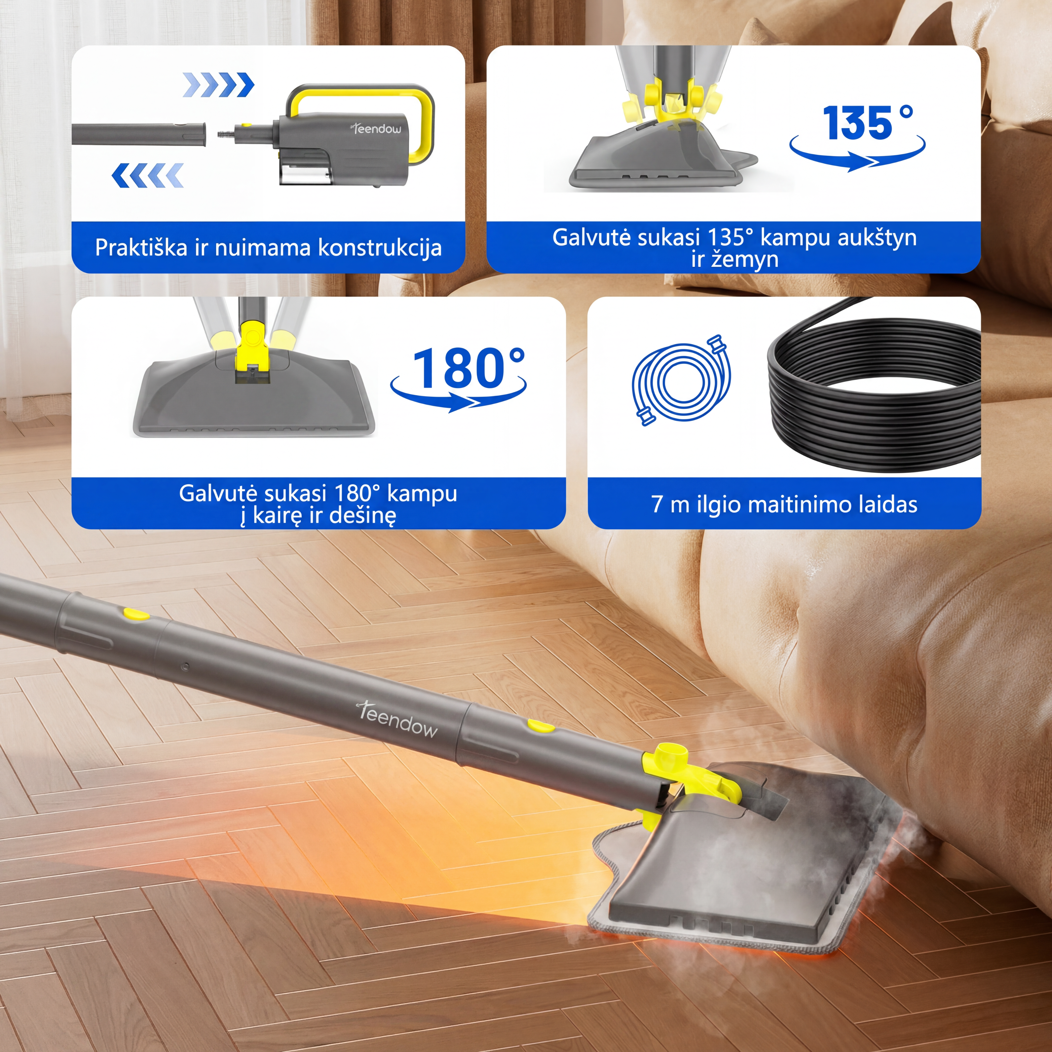 Garinė šluota 6 in 1 – profesionalus galingumas 1300 W