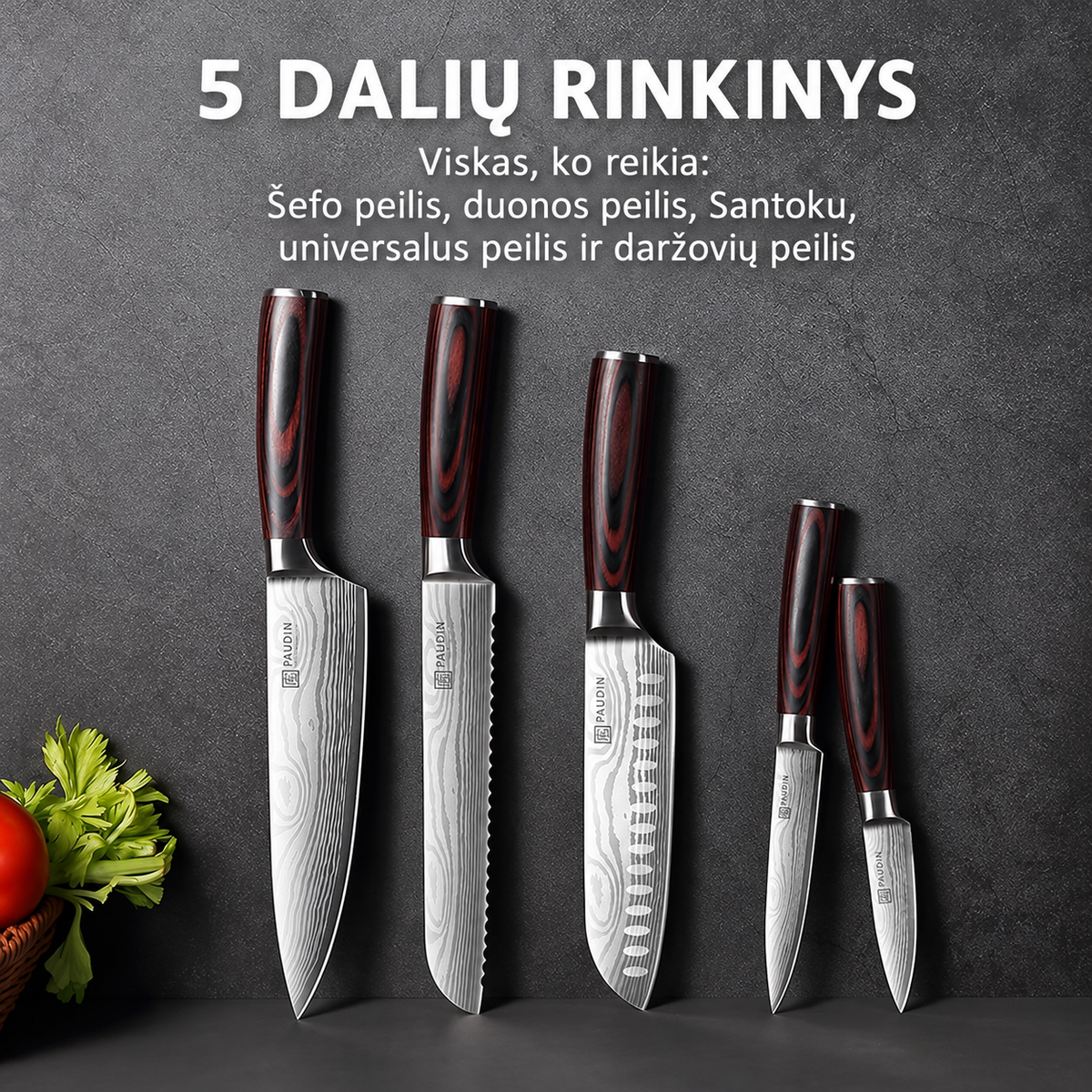Profisionalūs Šefo linijos – 5 peilių rinkinys