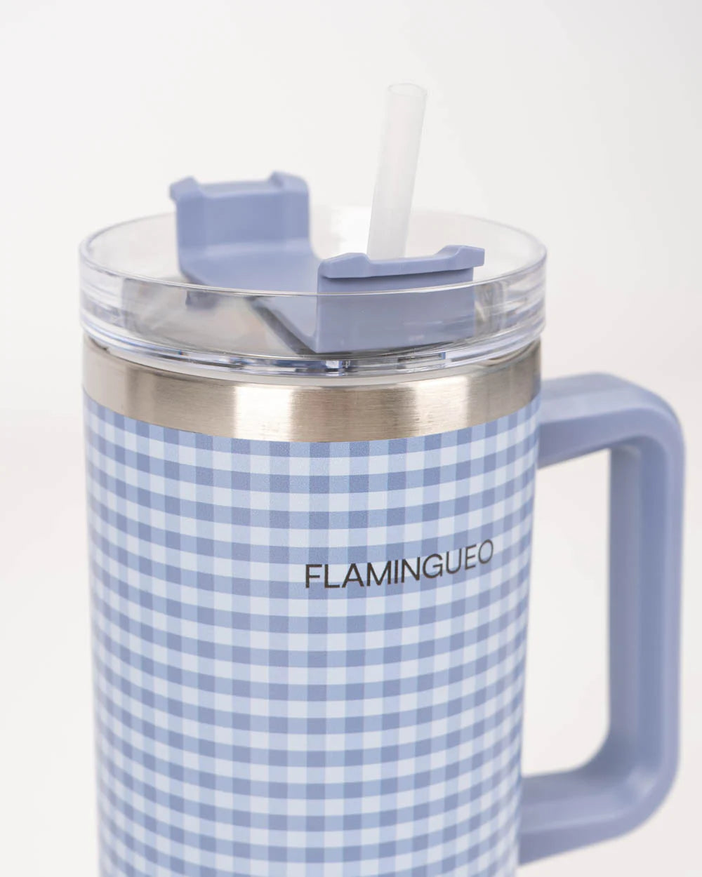 Stilinga violetinė termo gertuvė su languotu raštu - išlaiko temperatūrą 24h
