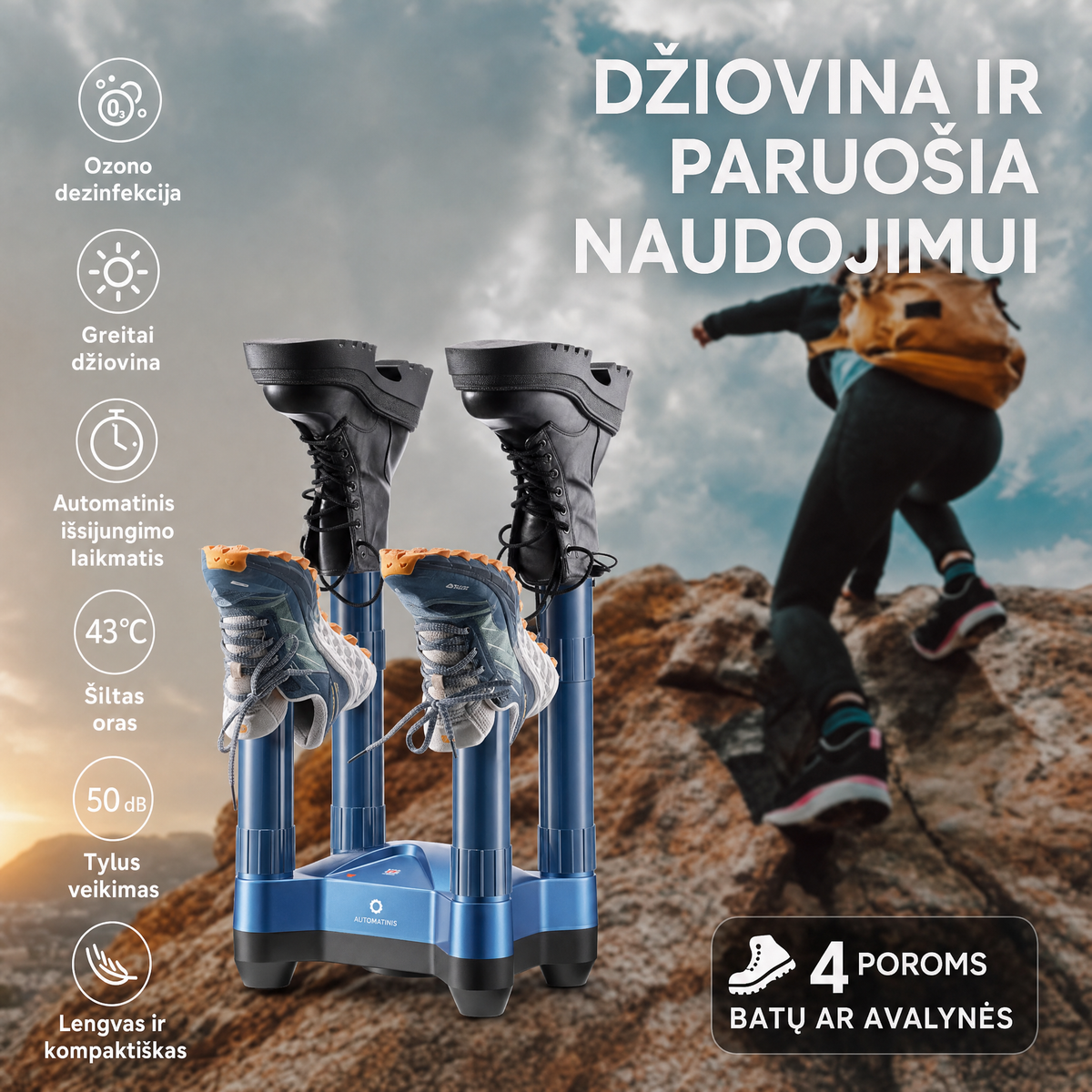 AIRTHEREAL elektrinis batų džiovintuvas su ozono funkcija