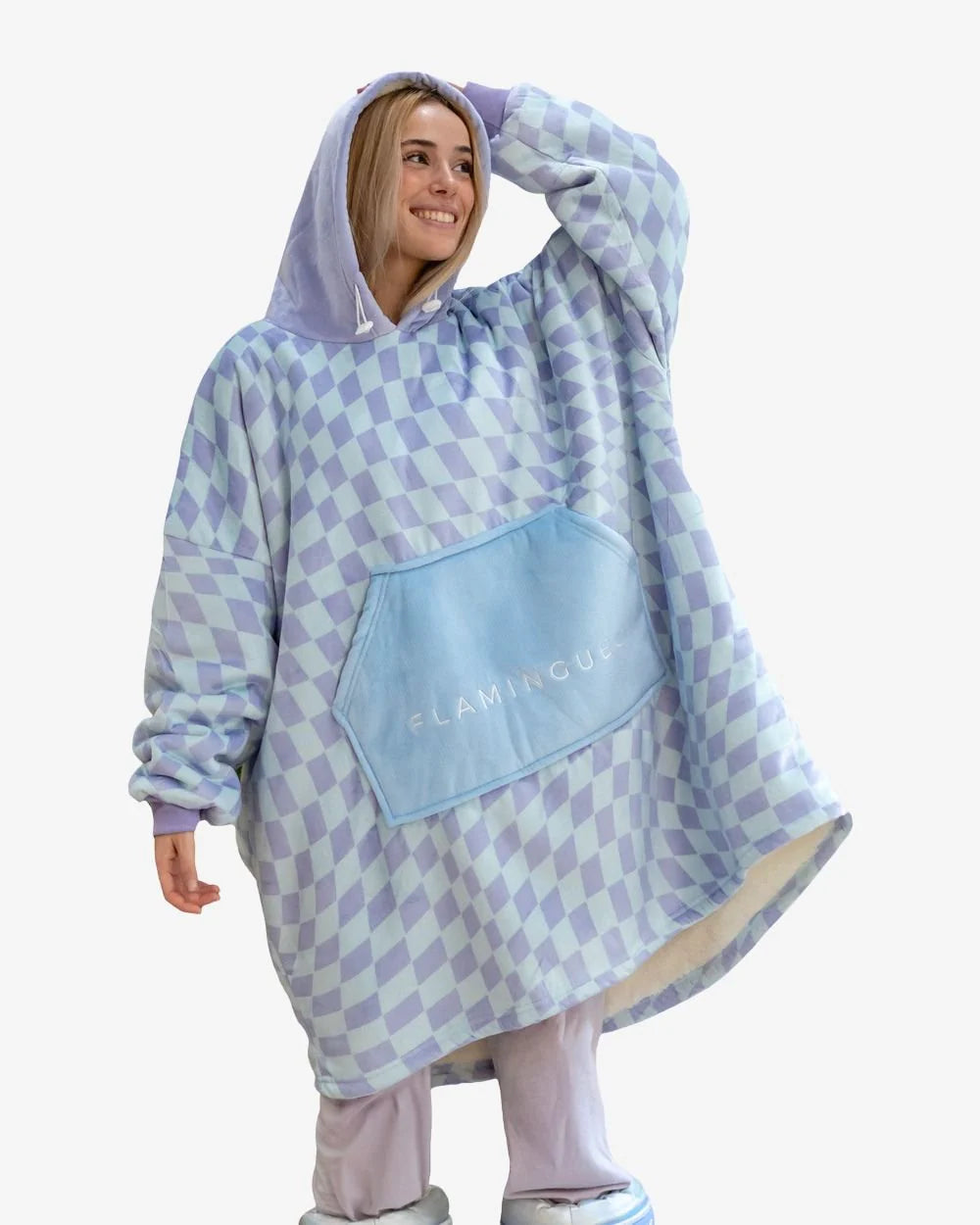 Violetinis languotas pledas-džemperis