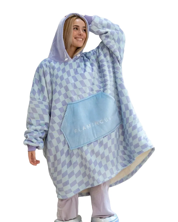 Violetinis languotas pledas-džemperis