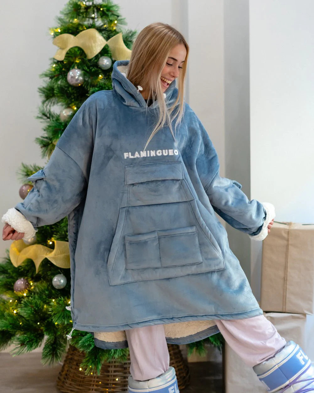 Mėlynas pledas-džemperis