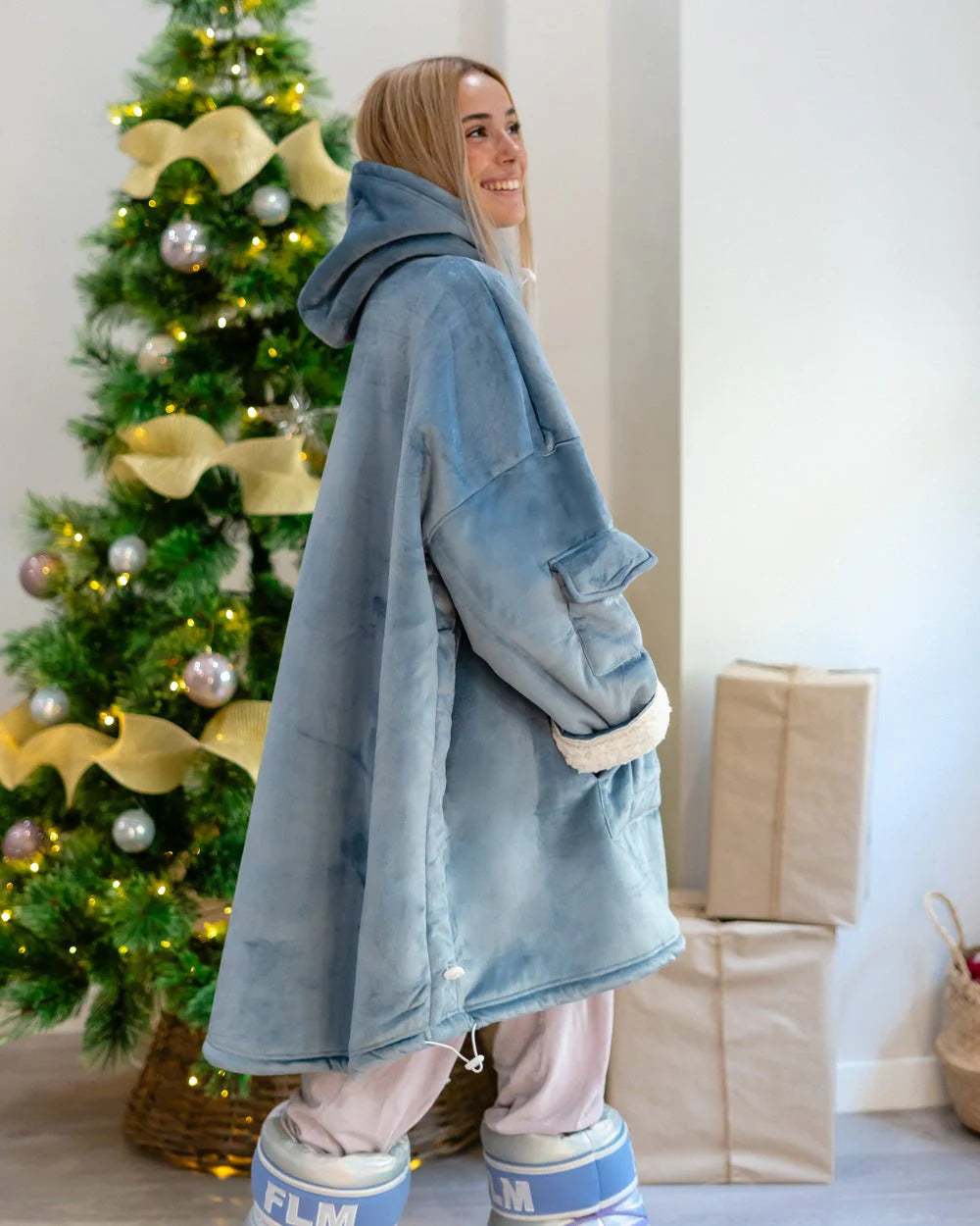 Mėlynas pledas-džemperis